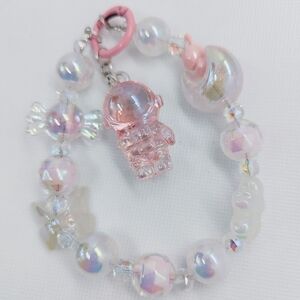 Pink Kawaii Astronaut Beaded Phone Charm